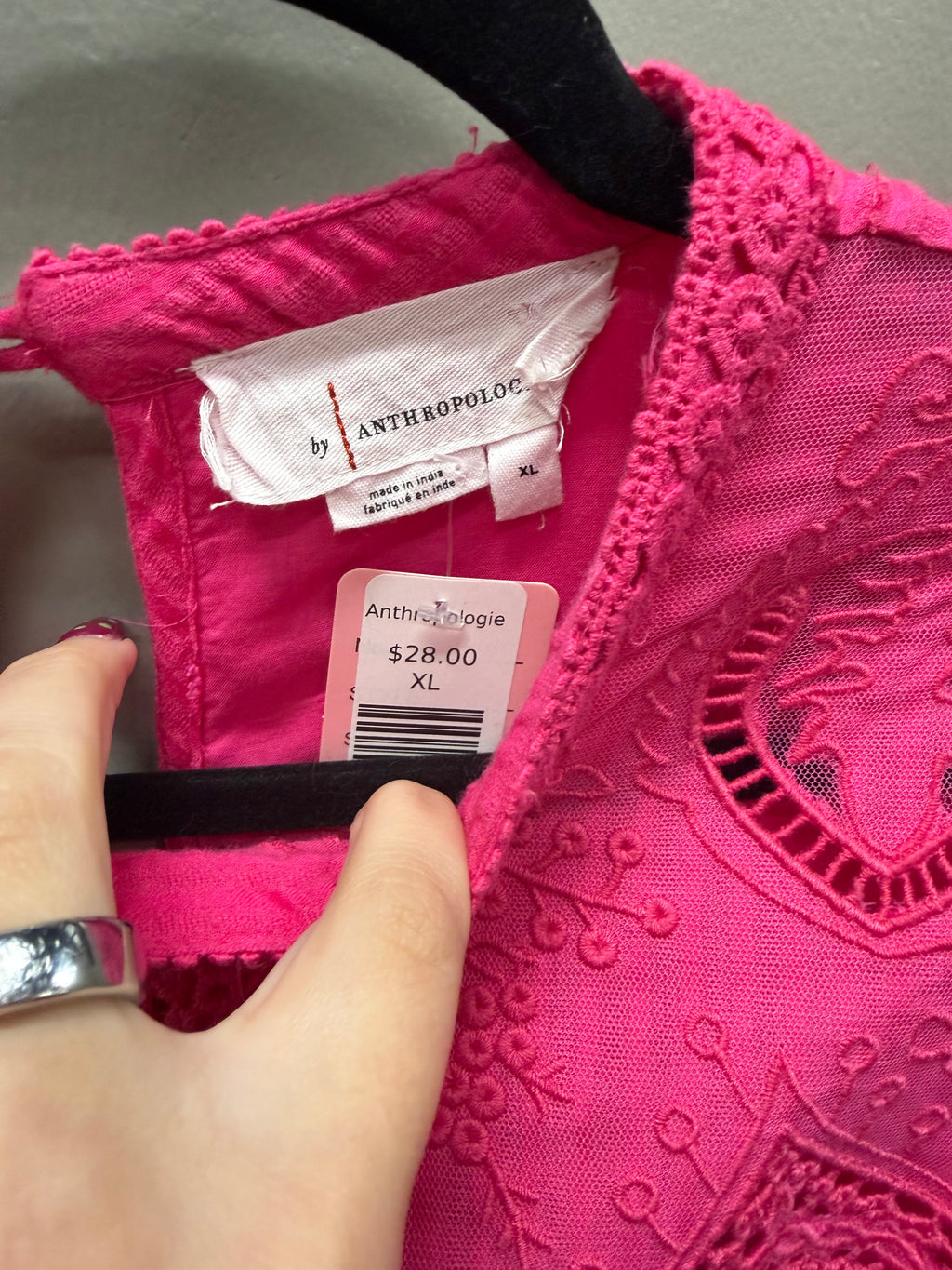 Hot pink Anthropologie Shirt, XL