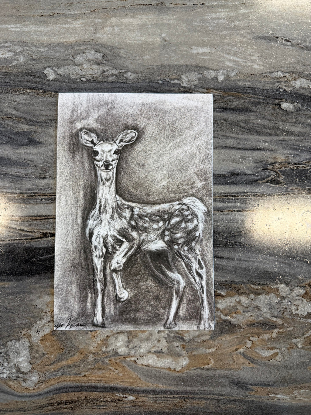 Deer Artwork 4x6 framed