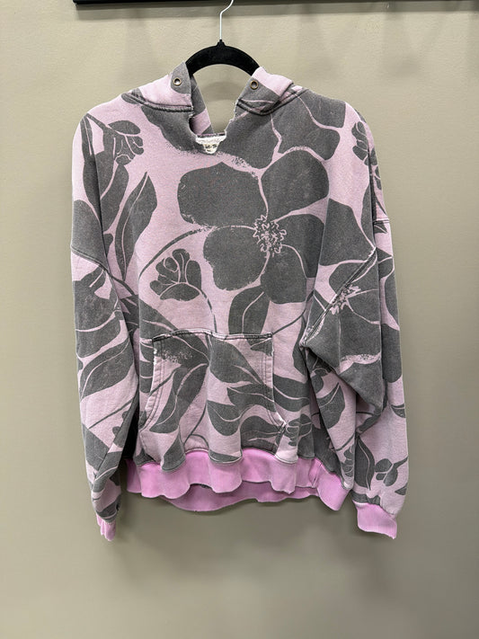 Purple with black floral We The Free Hoodie, Small