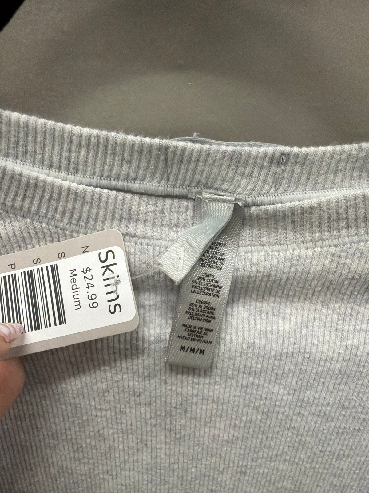 Gray ribbed Skims Shirt, Medium