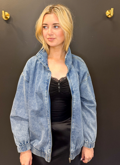 Zip It - Denim Bomber Jacket