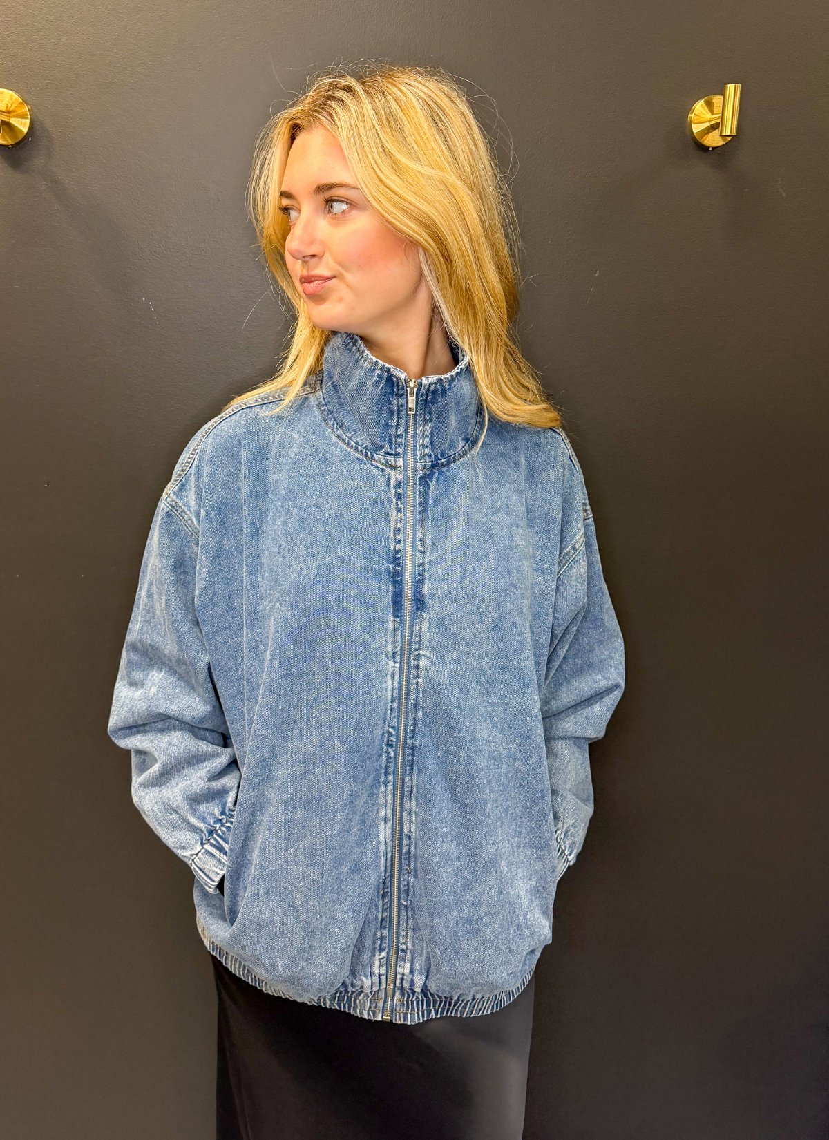 Zip It - Denim Bomber Jacket