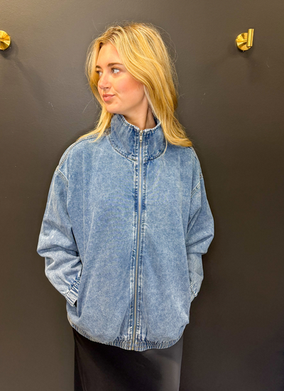 Zip It - Denim Bomber Jacket